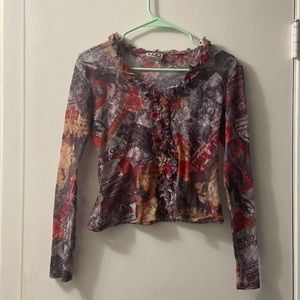 vintage clio petites moulin rouge long sleeve! OPEN TO OFFERS:)